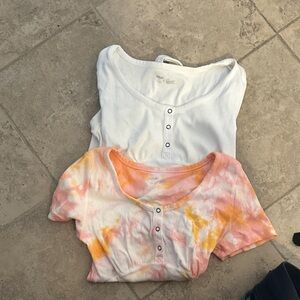 Aerie White and Tie-Dye Bodysuits (bundle)